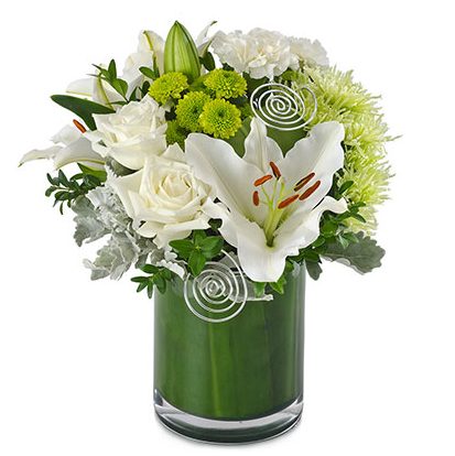 White Glass Vase Arrangement Classic white flower arrangement